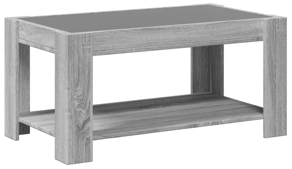szürke sonoma szerelt fa dohányzóasztal LED-del 93 x 53 x 45 cm