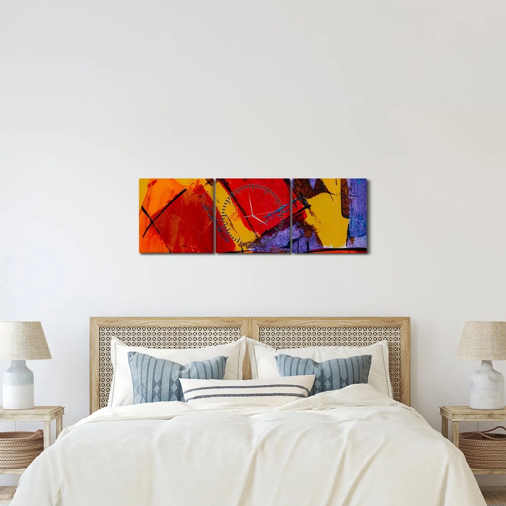 Absztrakciós kép (órával) (90x30 cm)
