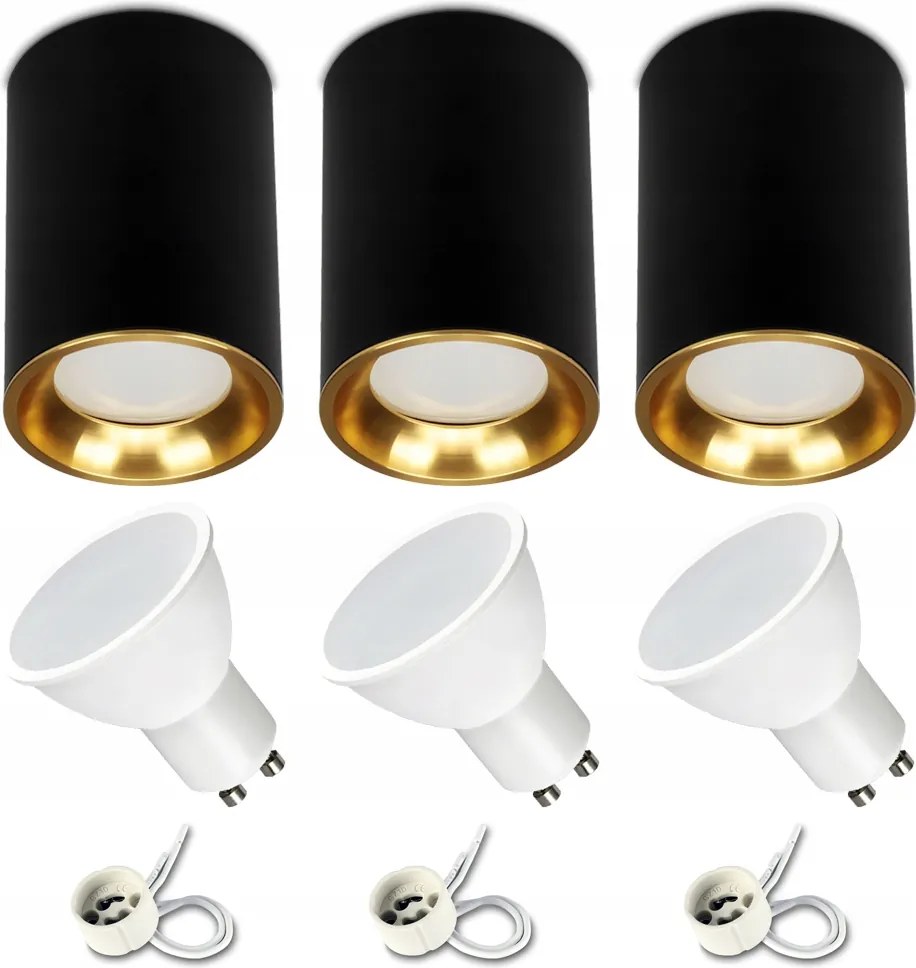 Falra szerelhető Led lámpatest Fekete-arany modern izzó GU10 7W 4000K