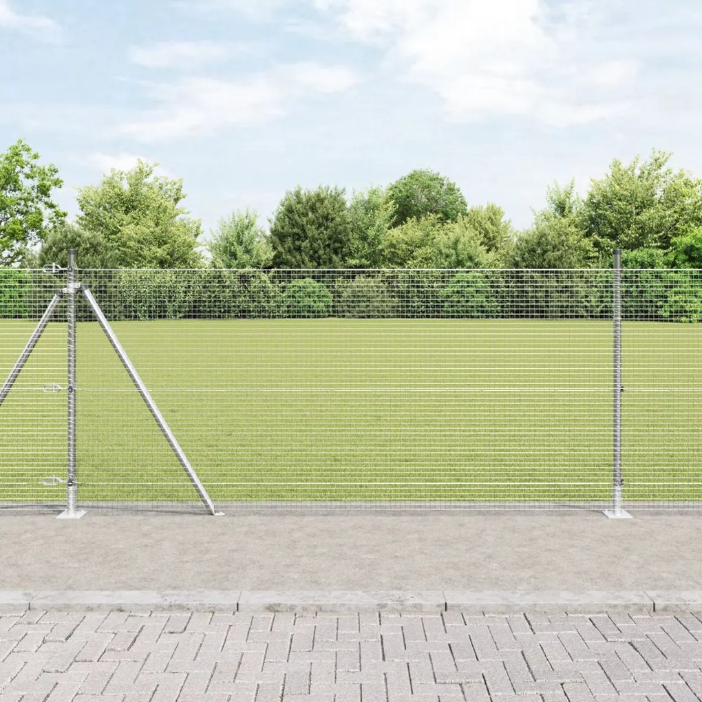 Hegesztett Drótkerítés 7 Talpas Poszttal 10 x 0,8 m Horganyzott Acél