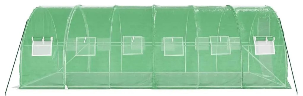 zöld acélvázas melegház 18 m² 6 x 3 x 2 m