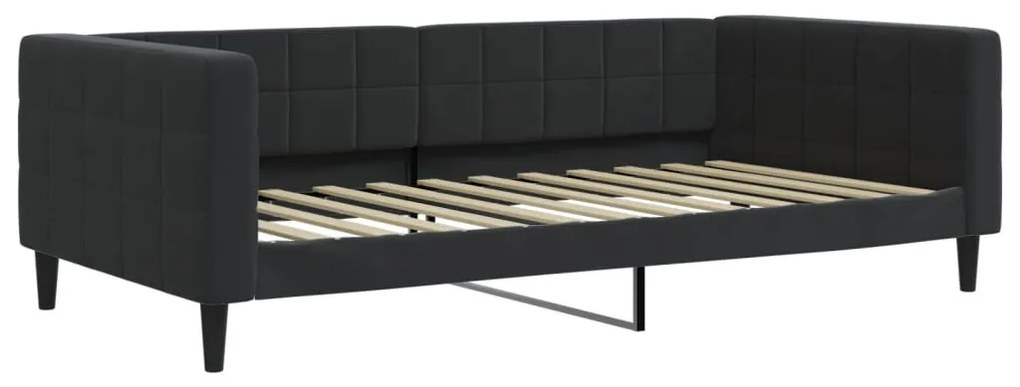 fekete kihúzható bársony heverő matraccal 100 x 200 cm