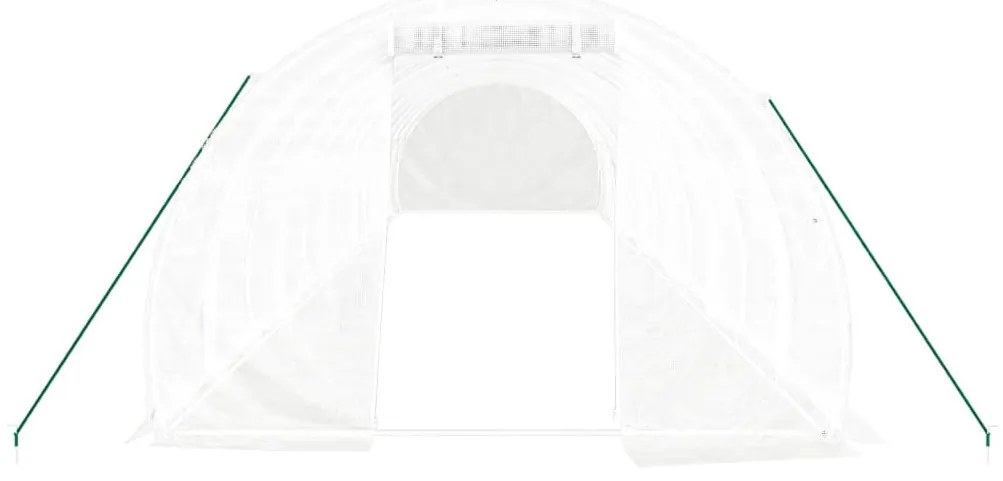fehér acélvázas melegház 36 m² 12 x 3 x 2 m