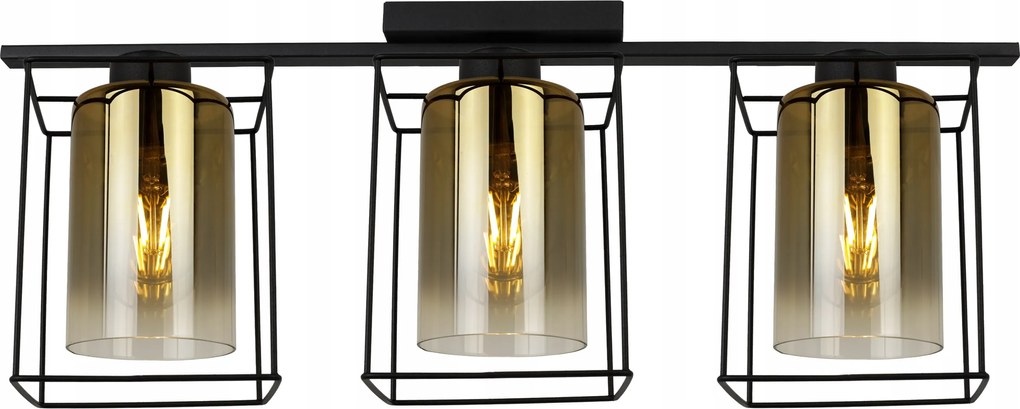 Mennyezeti Lámpa Lógó Csillár Fekete Tripla Arany Csillogó Üveg Loft