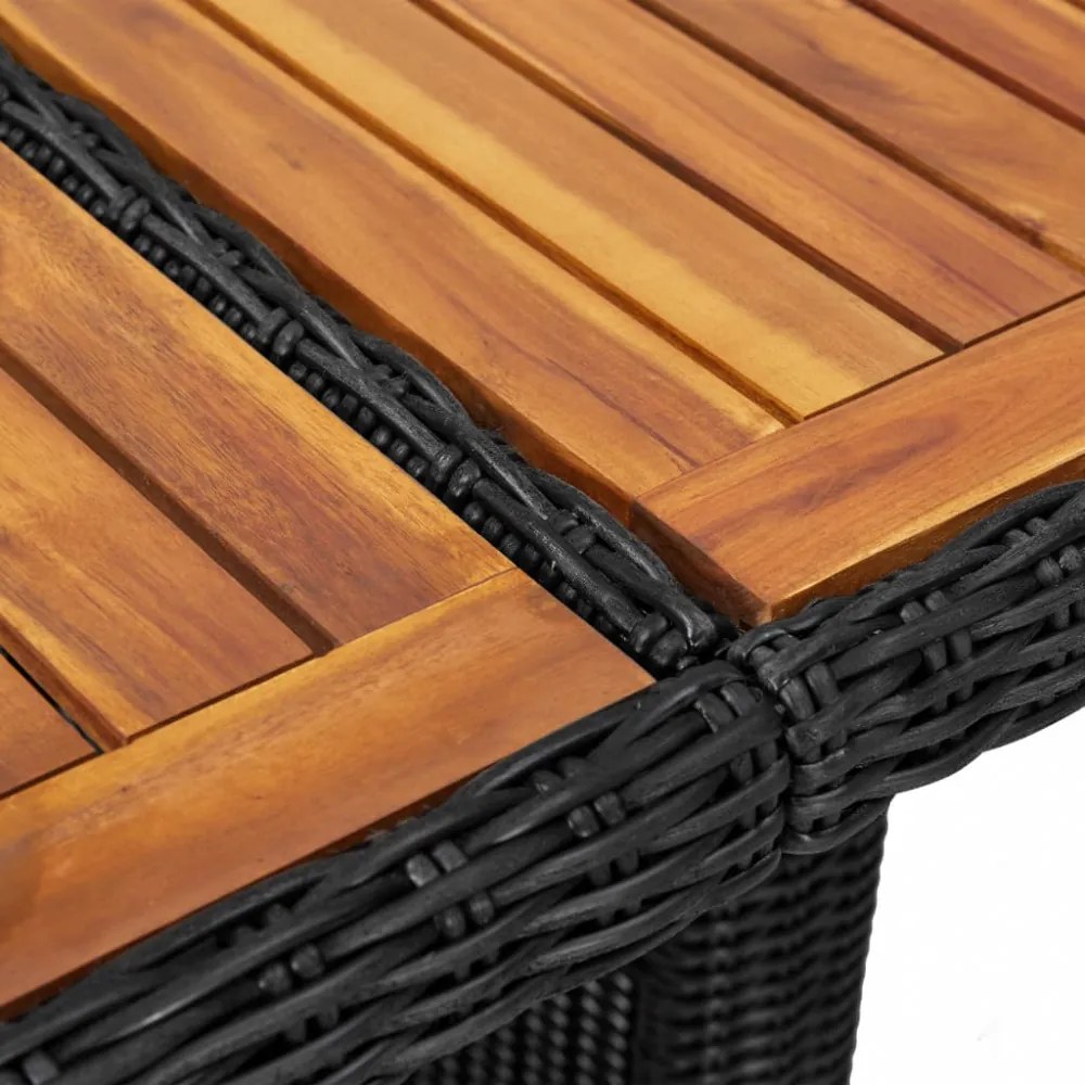 fekete polyrattan kerti étkezőasztal 200 x 100 x 74 cm