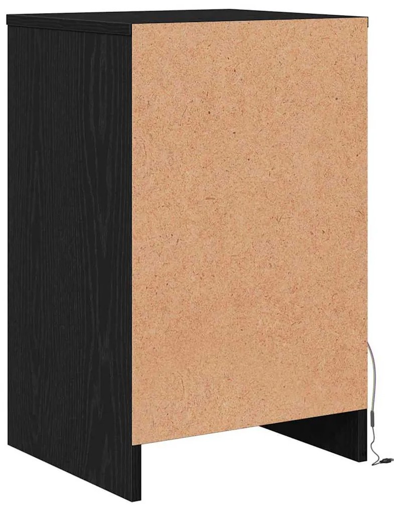 LED Éjjeli Szekrény fiókkal Musta tammi 38 x 34 x 61 cm Faanyag
