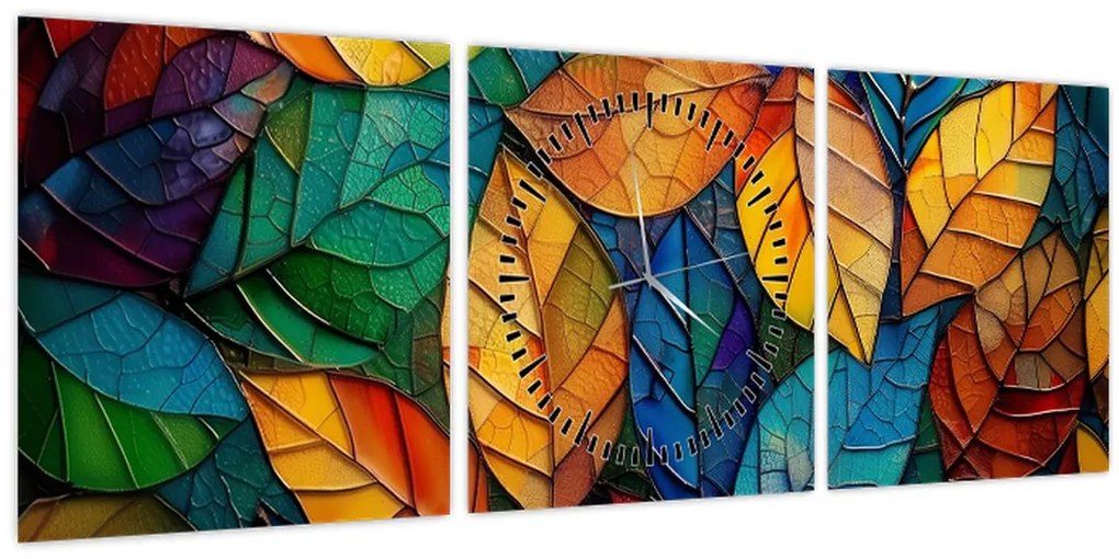 Kép - Levélmozaik (órával) (90x30 cm)