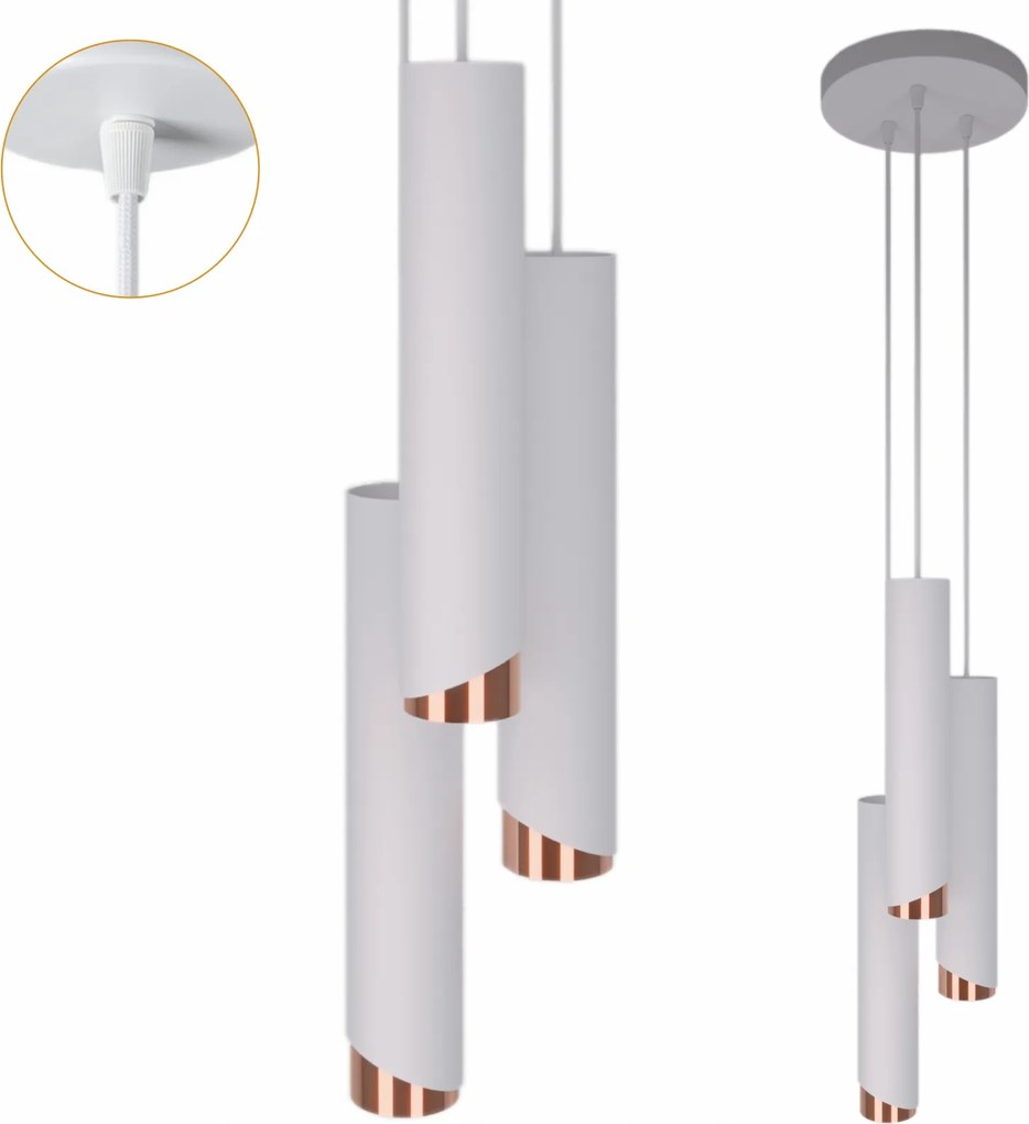 Függő lámpa fém lámpa Tuby Loft Bragi nappali étkező 3x40W