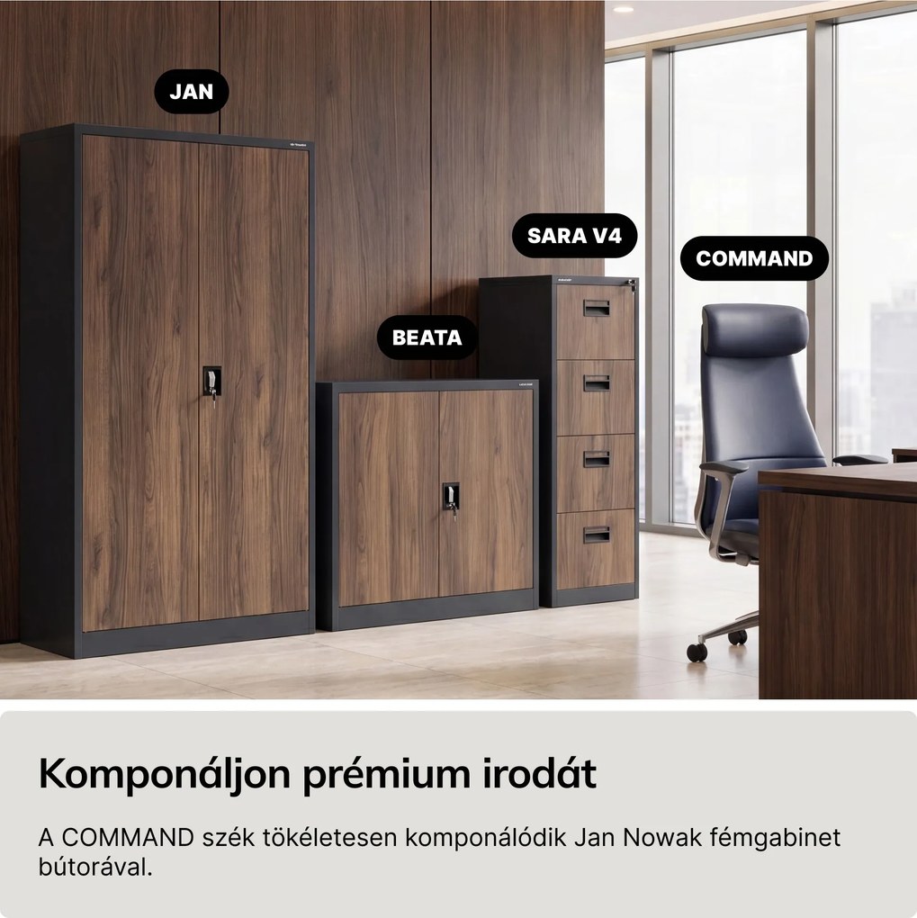 Bőr vezetői irodai szék kék COMMAND