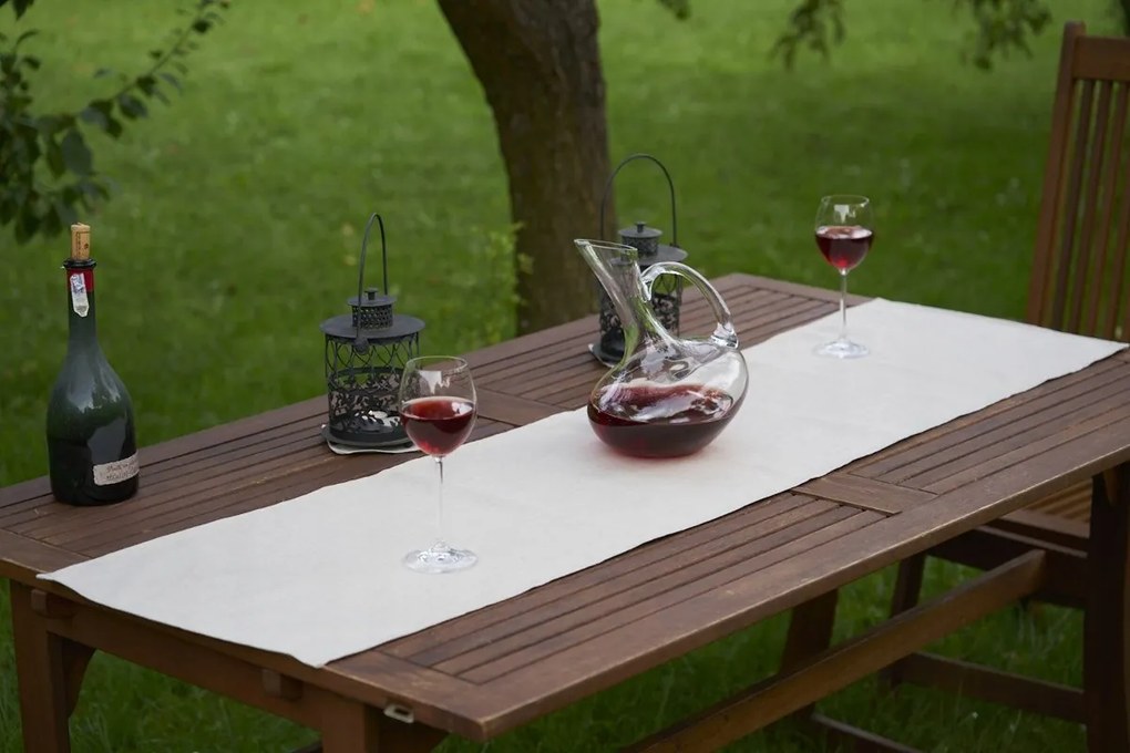 Kézzel varrott natúr lenvászon abrosz 150x40 cm