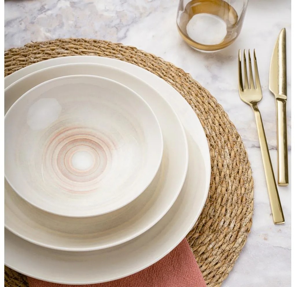 24 darabos bézs porcelán étkészlet