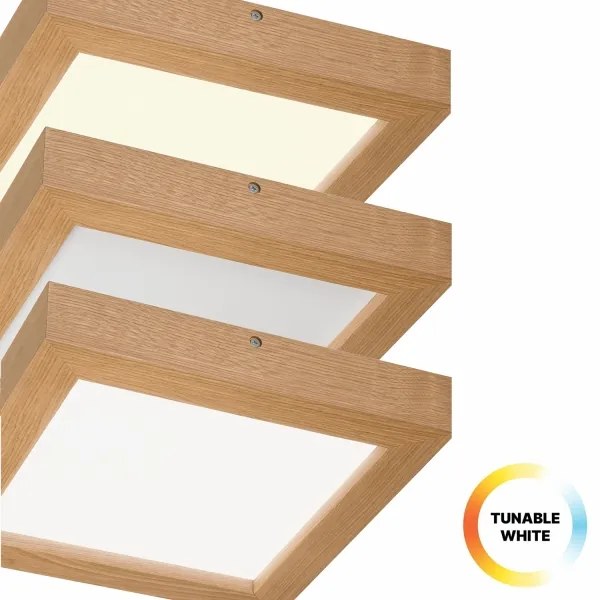 Brilagi-LED Dimmelhető lámpa WOODY FRAME LED/24W/230V tölgy 30x30 cm IP44 + távirányító