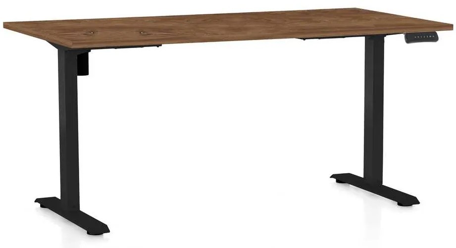 OfficeTech B állítható magasságú asztal, 160 x 80 cm, fekete alap, silverjack tölgy