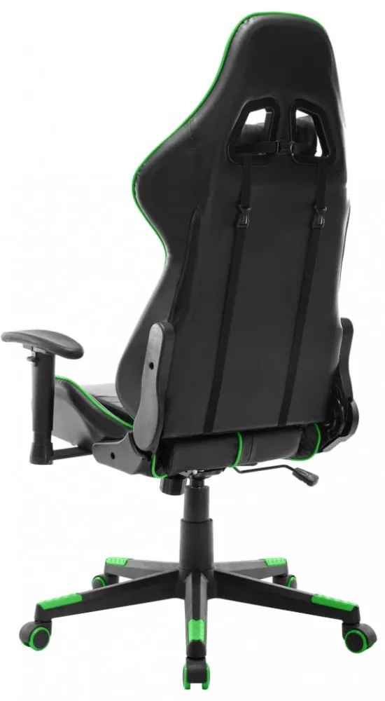 fekete és zöld műbőr gamer szék