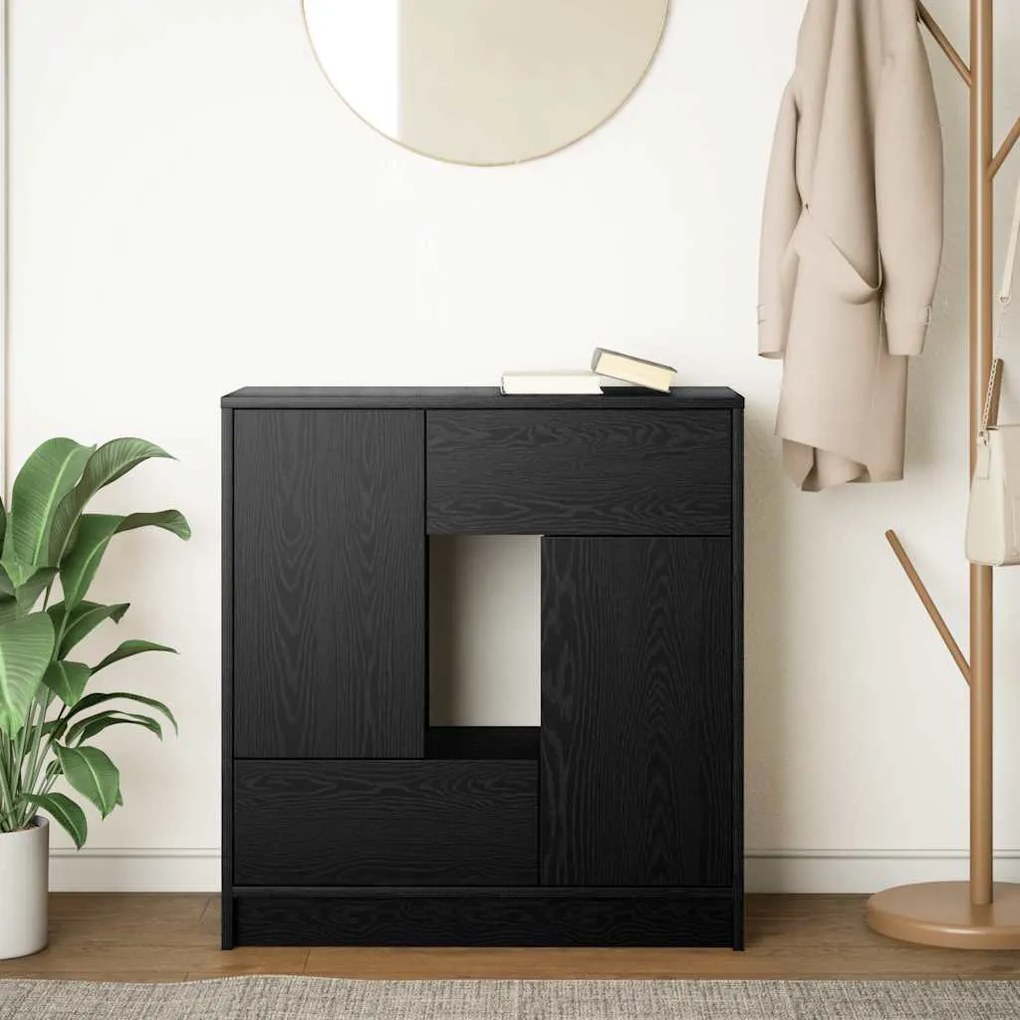fekete tölgy komód fiókokkal és ajtókkal 70,5x34x74,5 cm