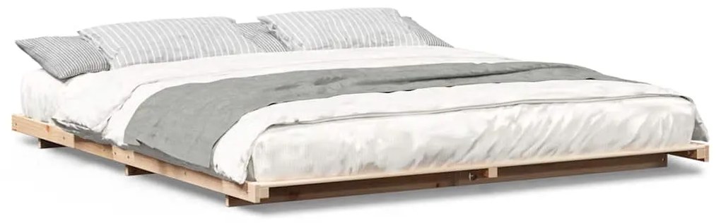 Földi ágykeret Barna 200 x 200 cm Tömör fenyőfa