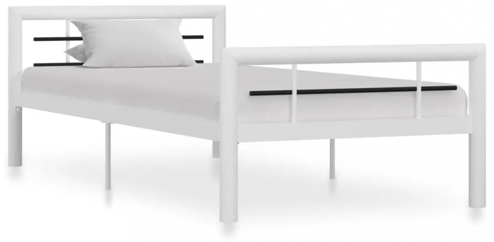 fehér és fekete fém ágykeret 90 x 200 cm