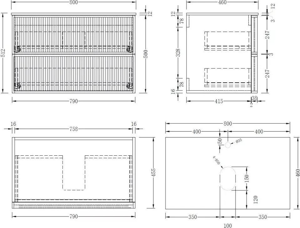 AREZZO design SAVONA 80 cm-es Fürdőszoba alsószekrény 2 fiók, matt fehér