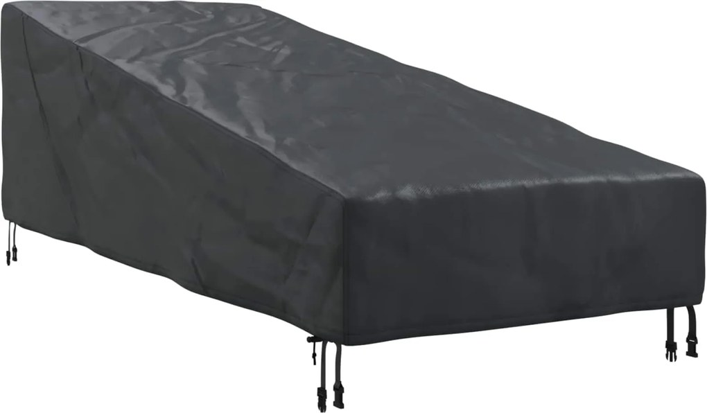 vidaXL Kültéri bútor takaró Fekete 195 x 76 x 82 cm 210D Oxford Szövet