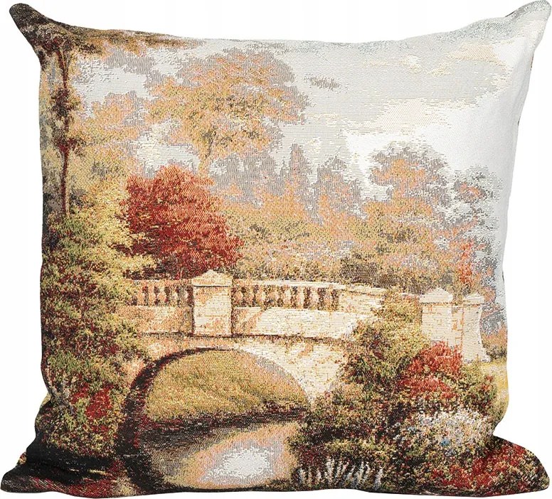 Vintage Híd gobelin párnahuzat, 43x43cm