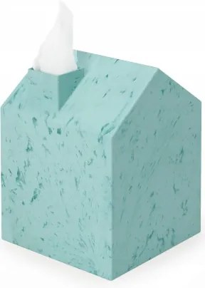 Zsebkendőtartó doboz, dekoratív fedél Házikó türkizkék