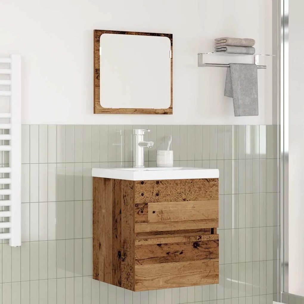 Fürdőszoba bútor szett 3 pcs Régi fa és Fehér Közepes Faanyag