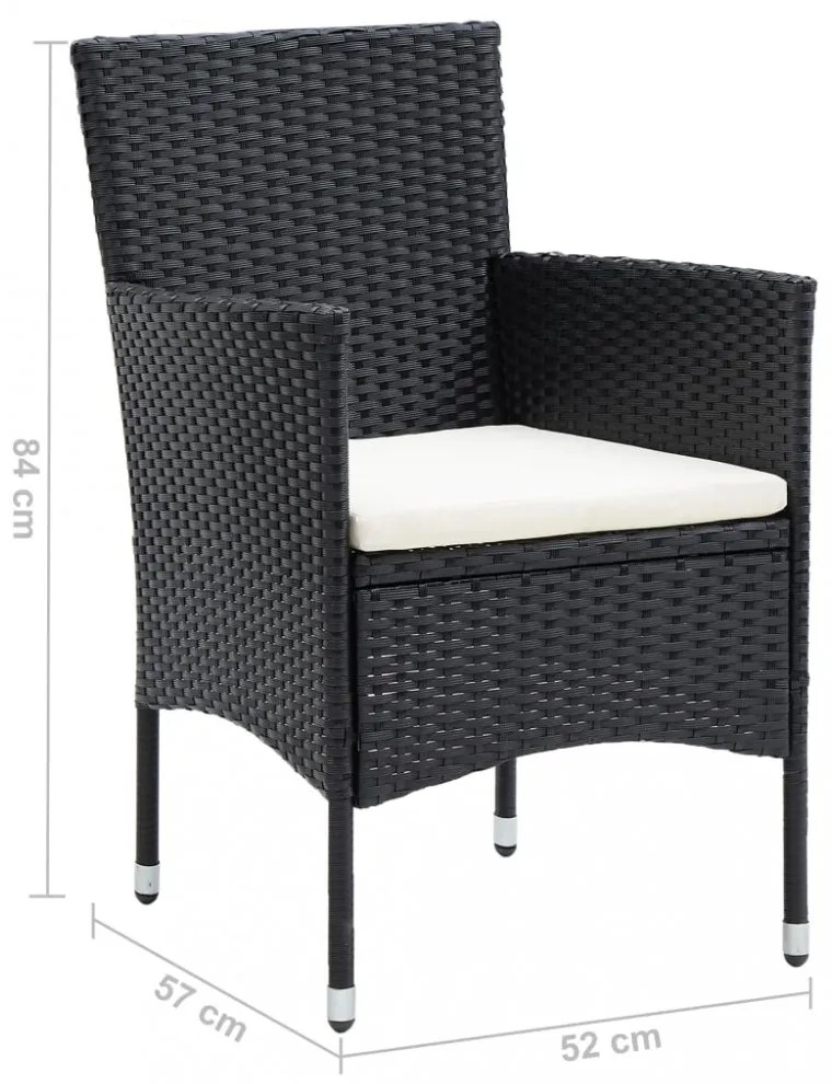 4 db fekete polyrattan kerti étkezőszék