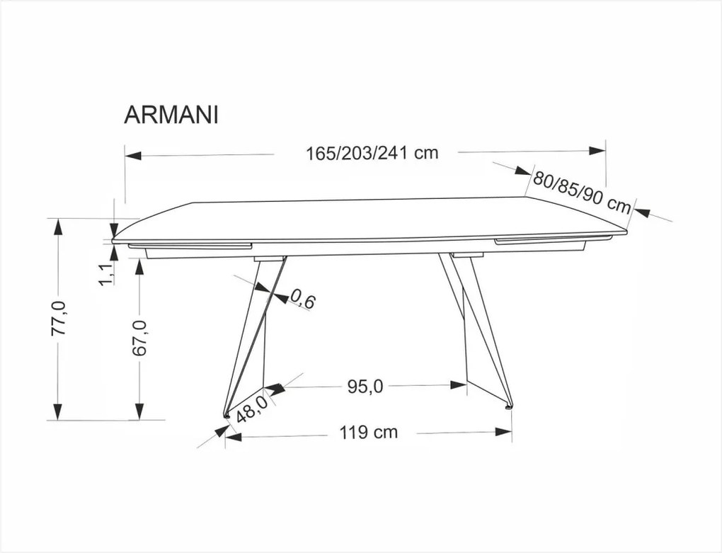 Armani bővíthető étkezőasztal travertin 165-241cm