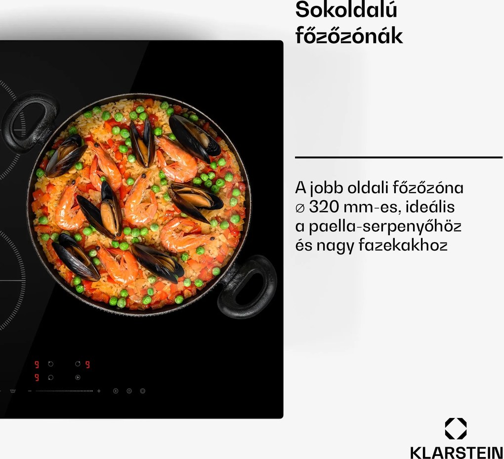 Klarstein Delicatessa Paella indukciós főzőlap, Paella zóna, Power Boost, Csúszka vezérlés