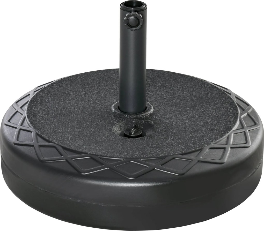 Outsunny 40 kg -ig tölthető kerek napernyőtartó, napernyő súly, tartó 38/48 mm-es átmérőjű napernyőhöz, erkélyre, teraszra, kertbe, fekete | Aosom