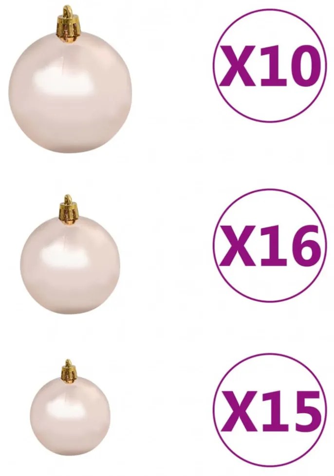 vidaXL fejjel lefelé fordított műkarácsonyfa LED-del/gömbbel 240 cm