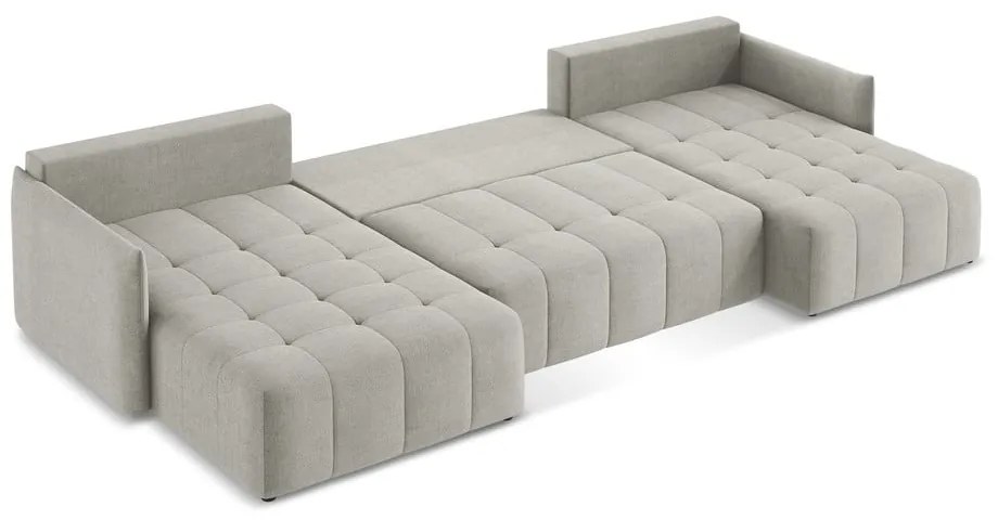 Világosszürke kinyitható-tárolóhelyes (U alakú) sarokkanapé Moku – Makamii