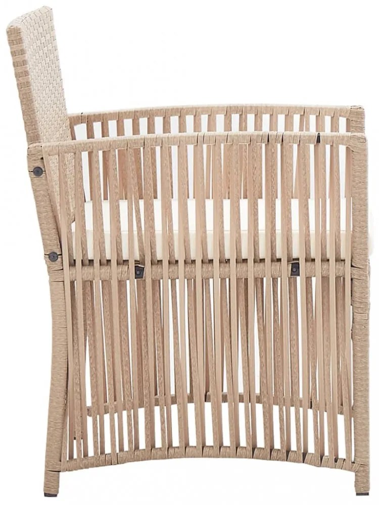vidaXL 4 részes bézs kerti polyrattan bútorszett párnákkal