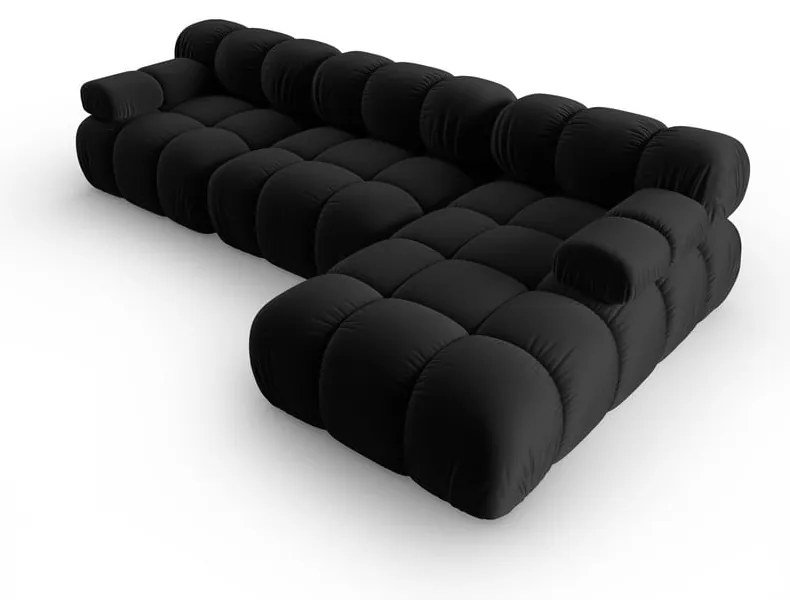 Fekete bársony kanapé 285 cm Bellis – Micadoni Home