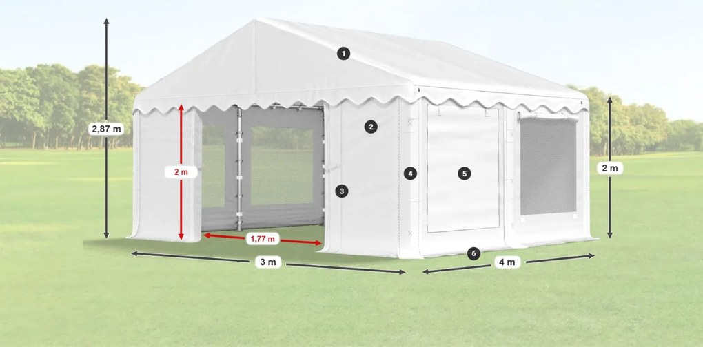 Party sátor 3x4x2m Comfort PVC 240g szúnyoghálóval Summer