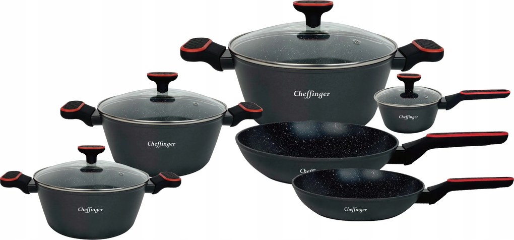 Edénykészlet 10EL. Márvány Indukciós Gáz Szett Prémium Edények Cheffinger