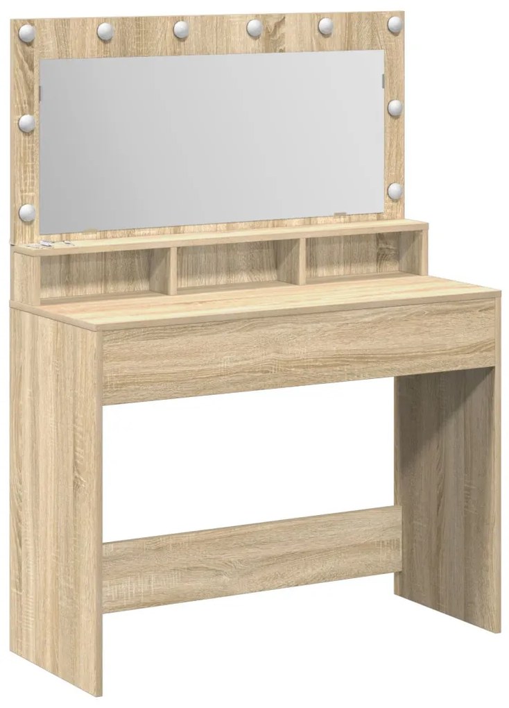 LED-es lámpás öltözködőasztal Sonoma tölgy 100x41x135 cm
