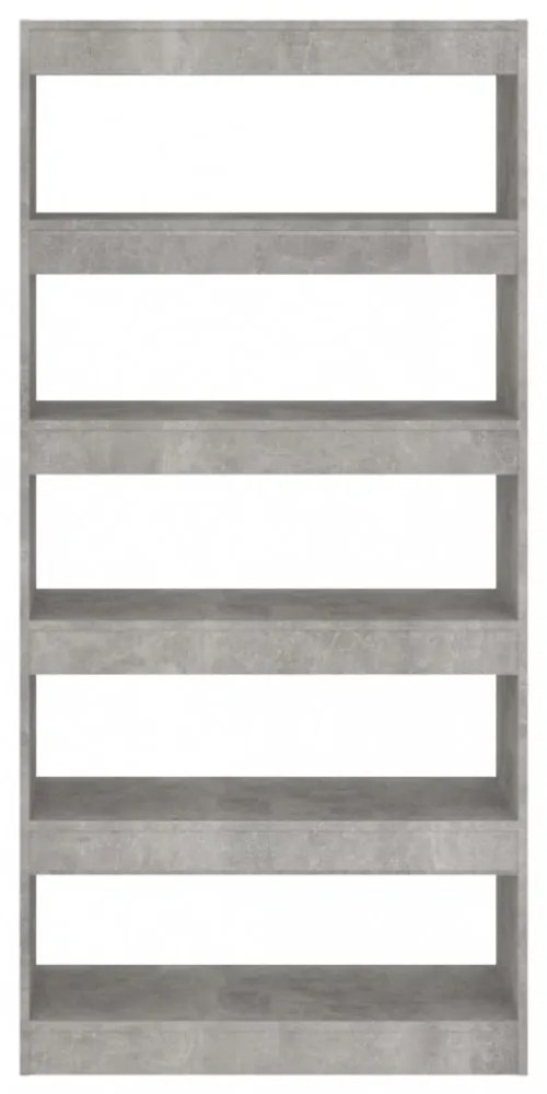 betonszürke térelválasztó könyvszekrény 80x30x166 cm