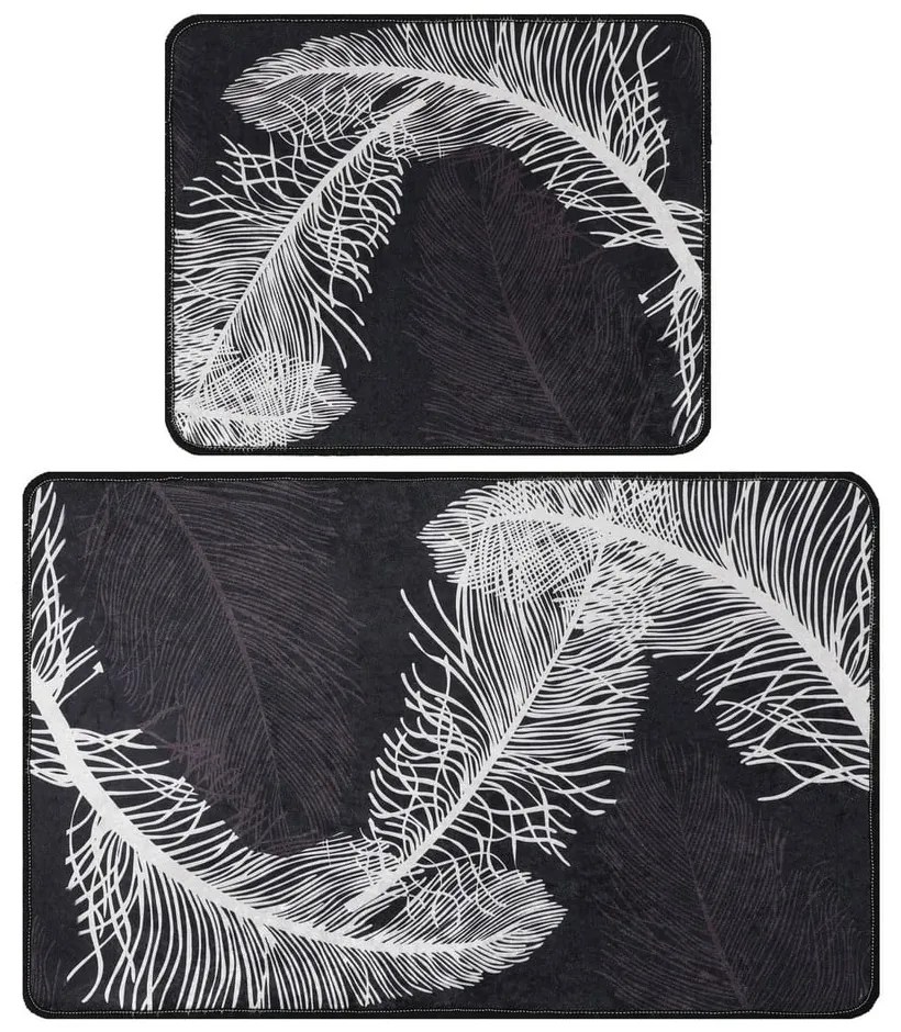 Antracitszürke fürdőszobai kilépő szett 2 db-os 60x100 cm Alisan – Foutastic