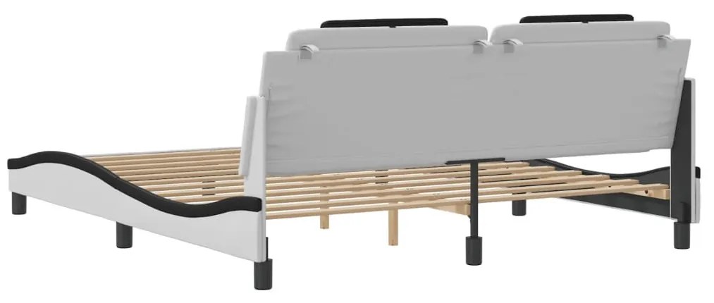 fehér és fekete műbőr ágykeret Viana matrac nélkül 180x200 cm