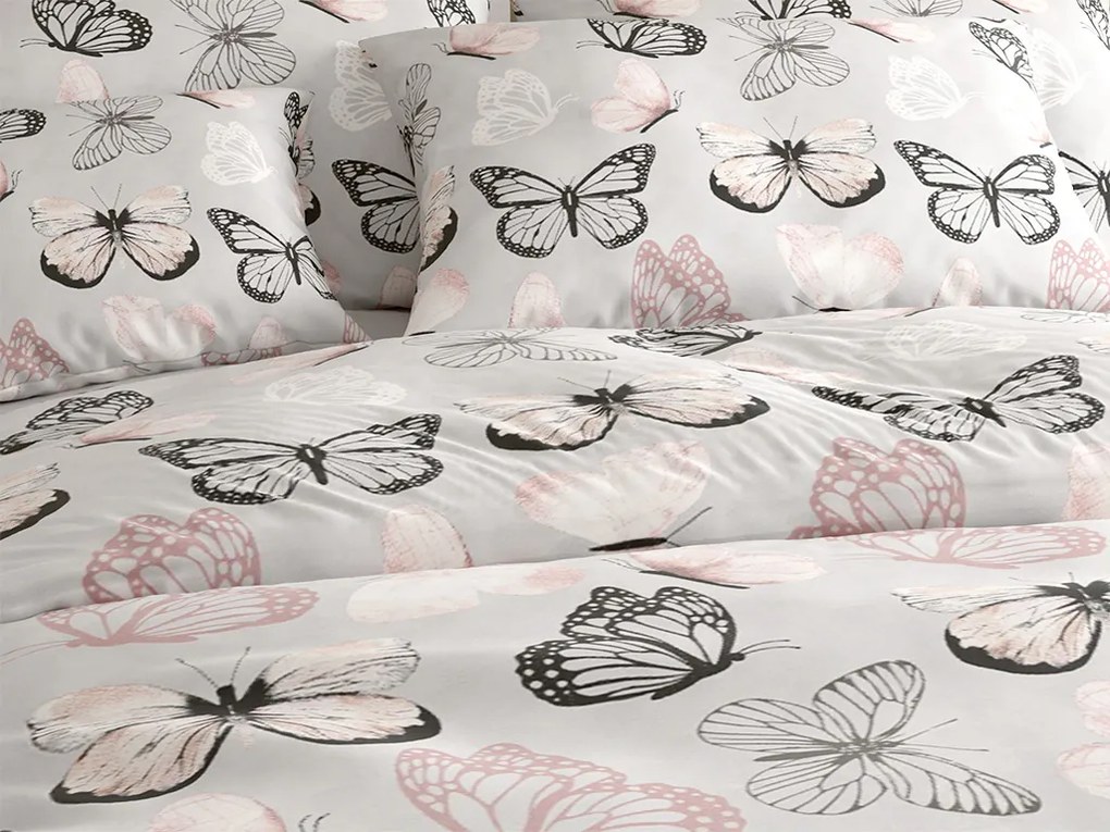 Mikroszálas ágyneműhuzat MY BUTTERFLY világosszürke Ágyneműhuzat mérete: 70 x 90 cm | 140 x 220 cm