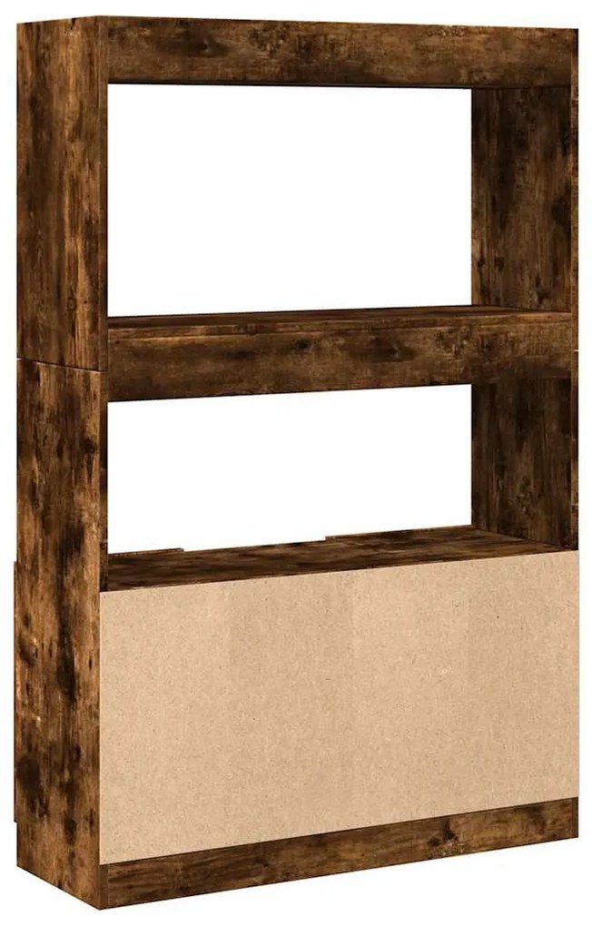 füstös tölgy színű szerelt fa magasszekrény 92 x 33 x 140 cm