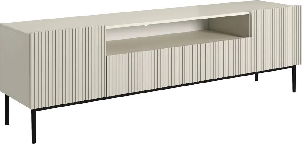 Nicole RTV szekrény 200 cm nyitott polccal és fiókokkal - kasmír / fekete lábak