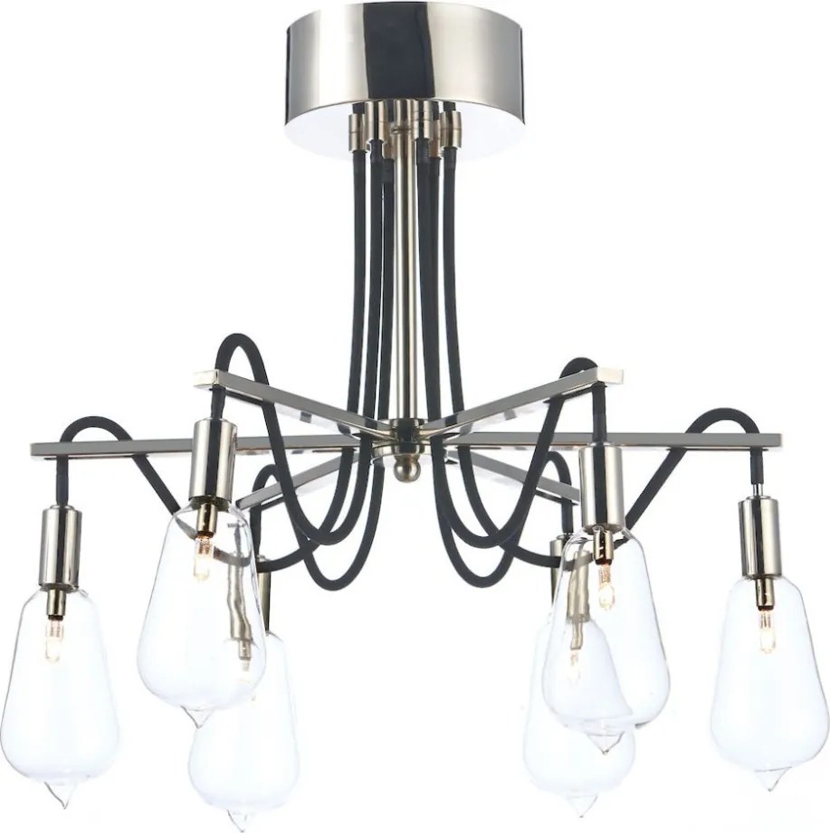DAR LIGHTING SCR0638 SCROLL Mennyezeti Csillár Polírozott Nikkel, Átlátszó G4 IP20