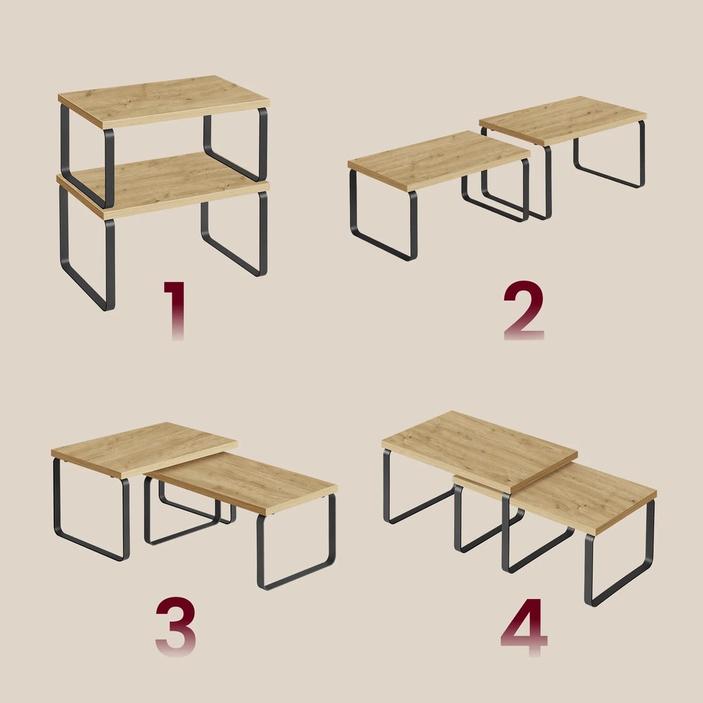 Szett 2 konyhai polc MARZO, artisan tölgy/fekete