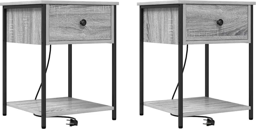 vidaXL Éjjeliszekrény 2 pcs Szürke Sonoma 42 x 41 x 56 cm Faanyag