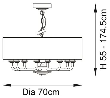 Endon 98938 - HIGHCLERE láncos csillár 8xE14/40W/230V, átm. 70 cm, fehér/sárgaréz