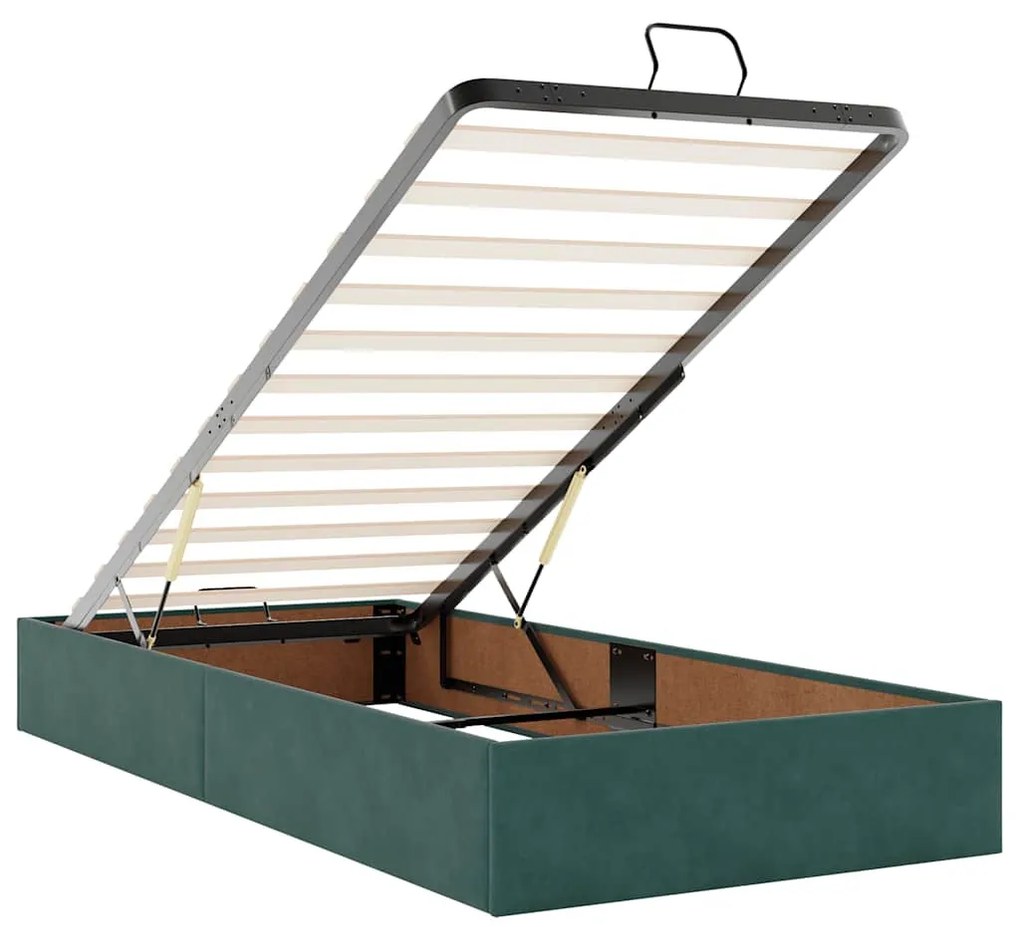 Ottomán ágykeret matrac nélkül Sötétzöld 80x200 cm bársony