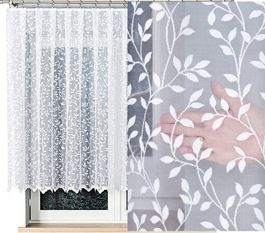 Jacquard függöny Zsuzsanna 500x135cm egyenes virágmintás (kész) szegéllyel