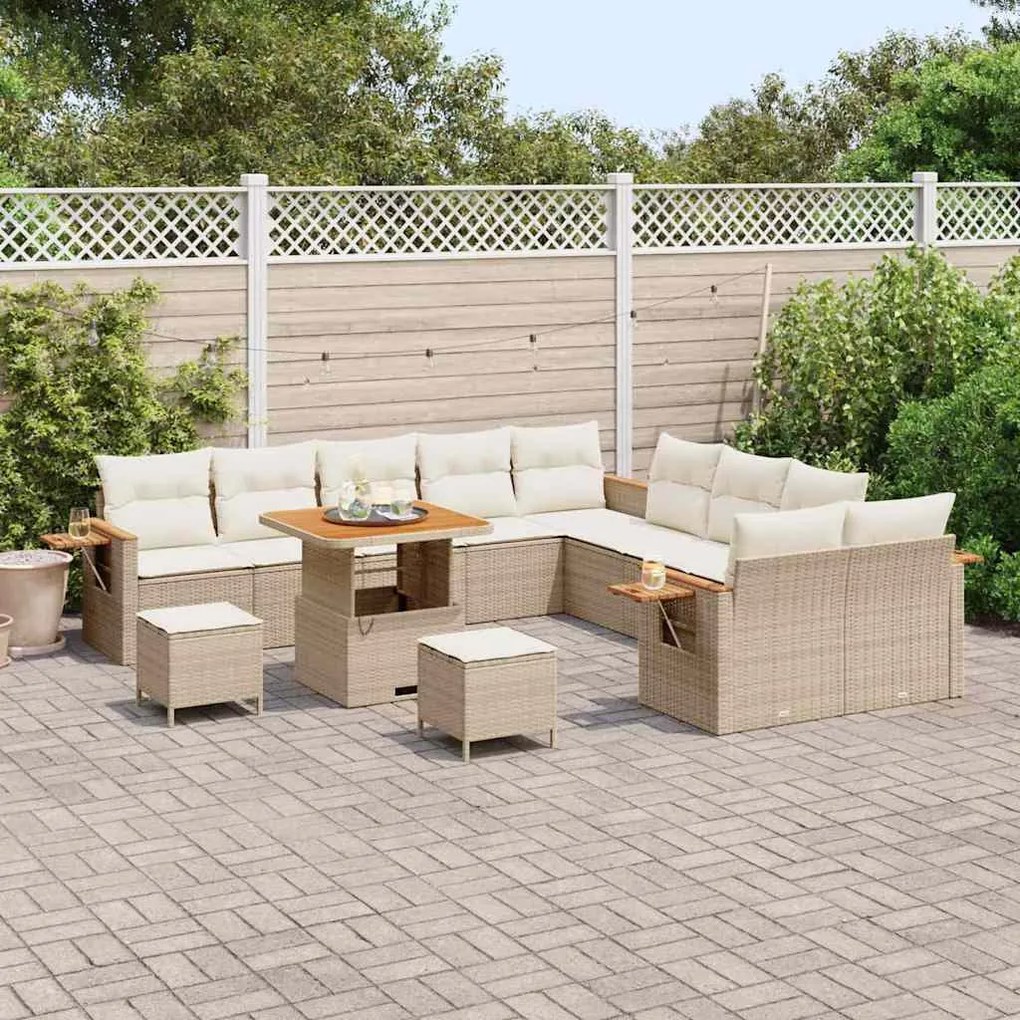 Kerti Kanapé Szett 13 pcs bézs és krémszínű 80 x 80 x 71 cm